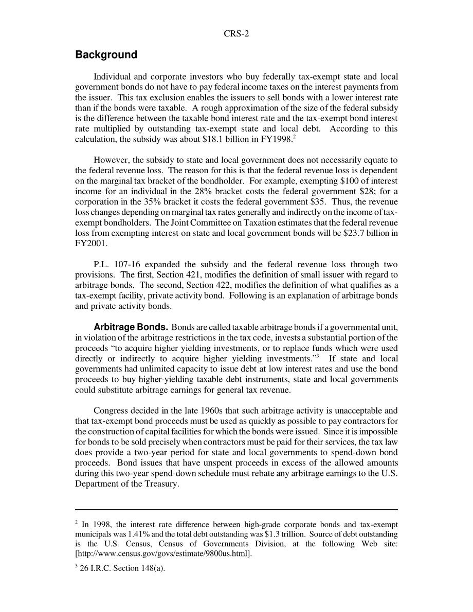 [20010719]RS20932_《2001年经济增长和税收减免调节法》中的免税债券条款.pdf_第2页