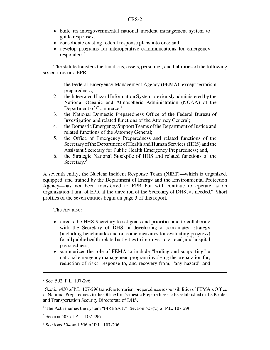 [20030625]RS21367_国土安全部应急准备和响应局.pdf_第2页