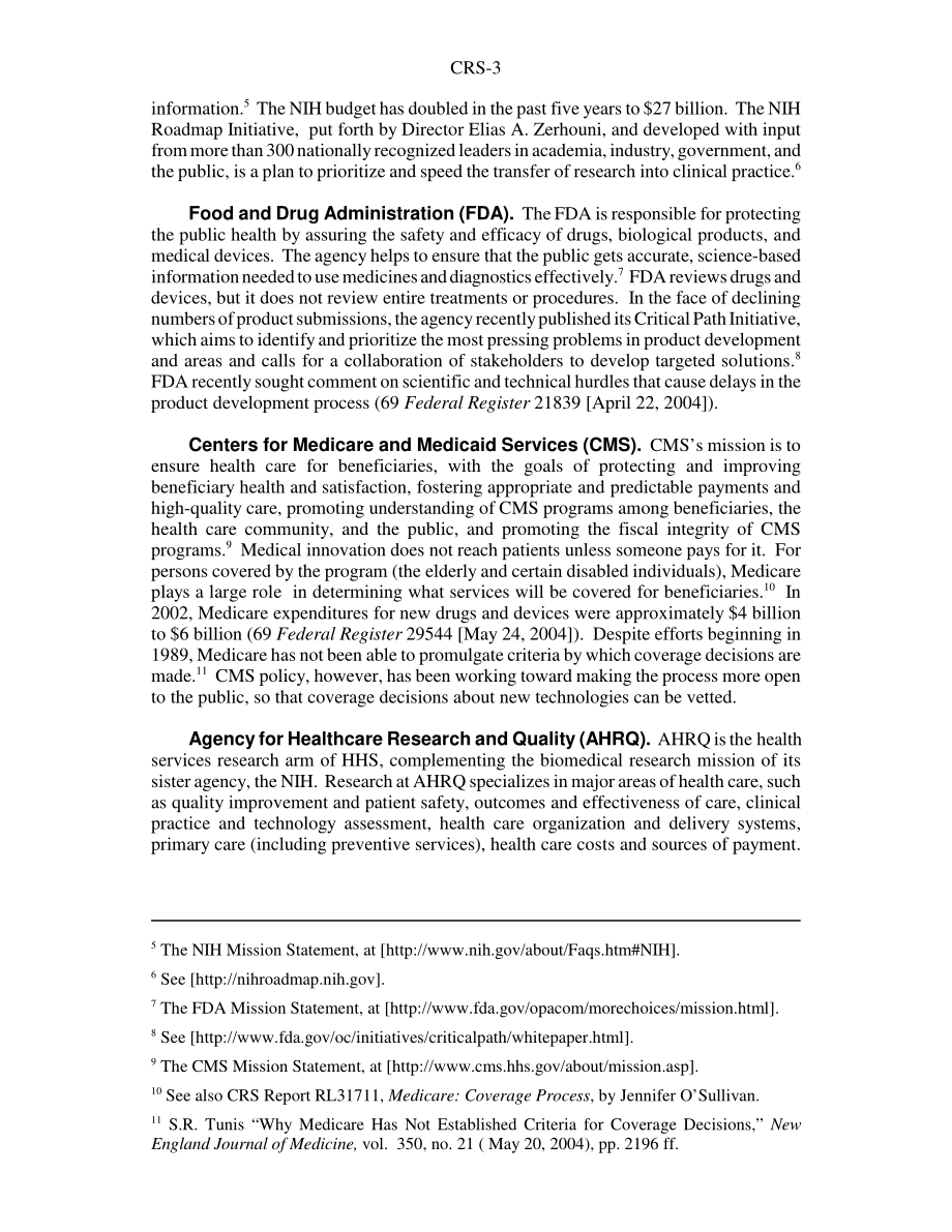 [20050309]RS21962_从长凳到床边：卫生和公众服务（HHS）机构在新医疗产品评估中的作用.pdf_第3页