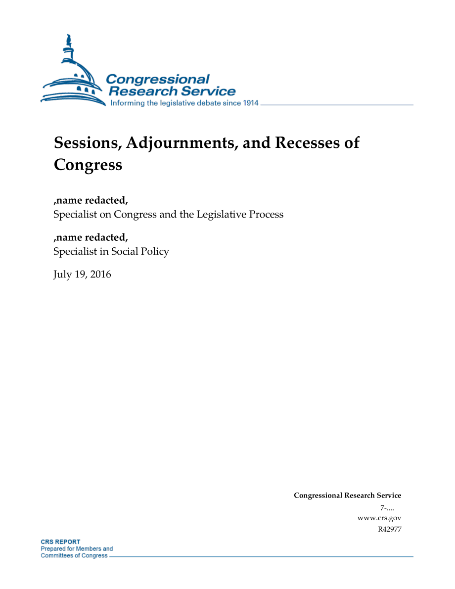 [20160719]R42977_国会的会议、休会和休会.pdf_第1页