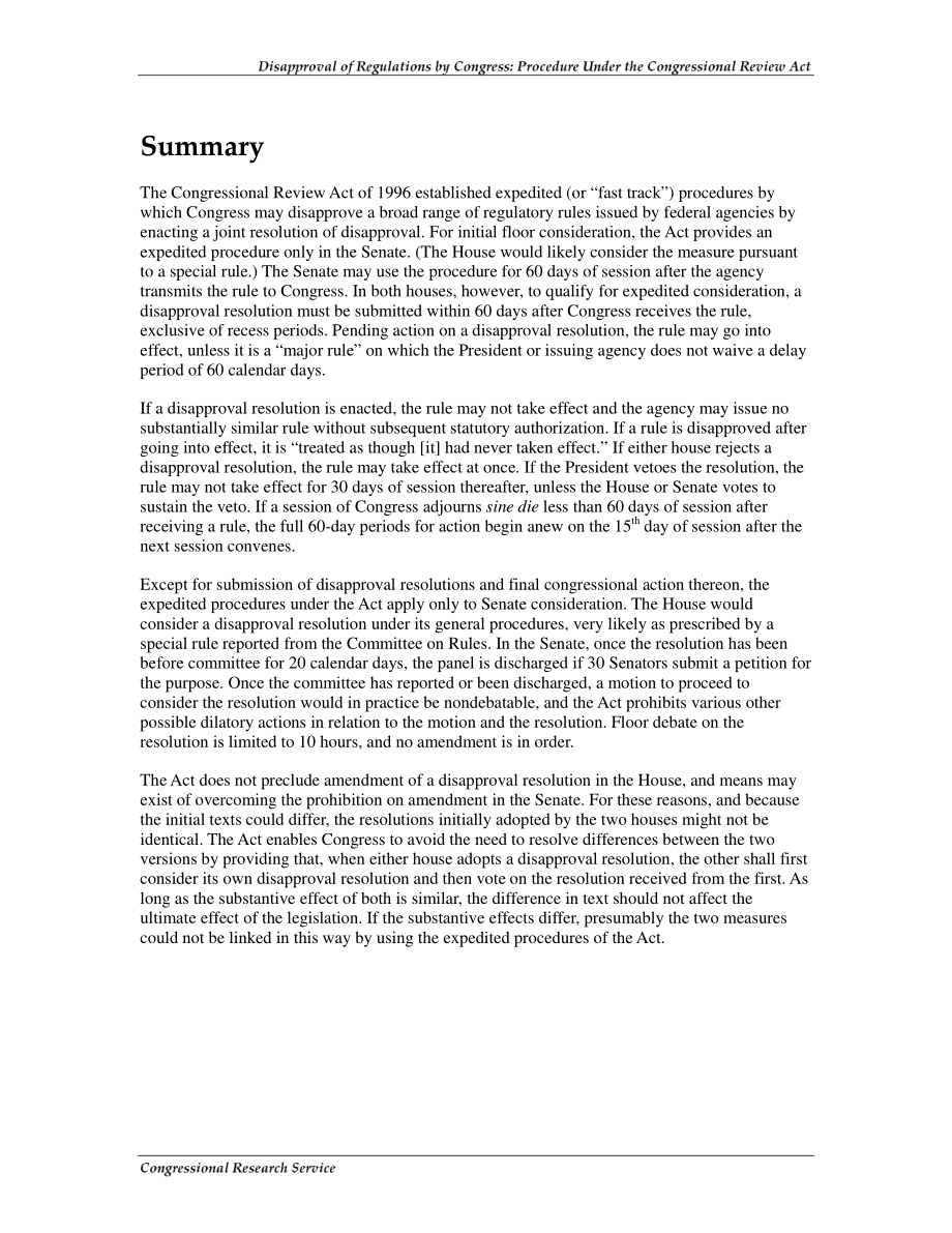 [20011010]RL31160_国会对法规的反对：国会审查法案下的程序.pdf_第2页