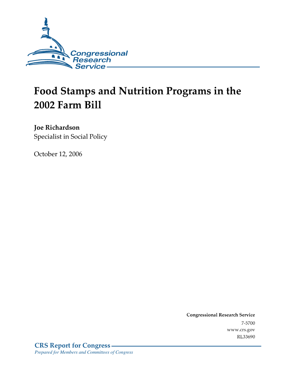 [20061012]RL33690_2002年农业法案中的食品券和营养计划.pdf_第1页