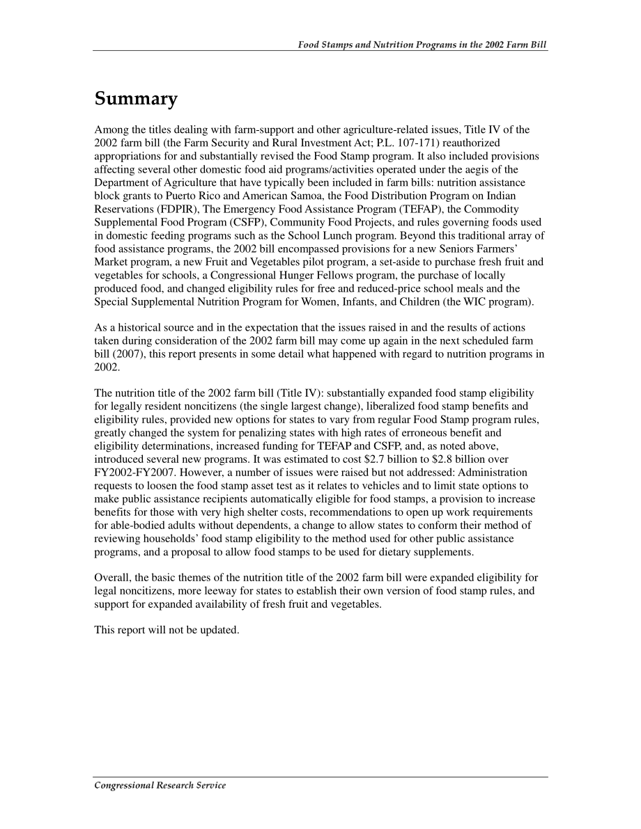 [20061012]RL33690_2002年农业法案中的食品券和营养计划.pdf_第2页