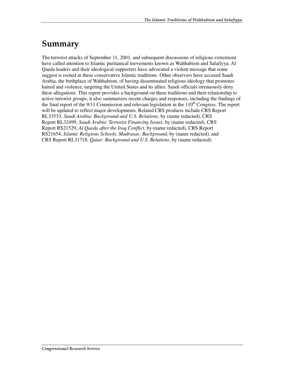 [20080124]RS21695_瓦哈比教派和萨拉菲亚教派的伊斯兰传统.pdf_第2页