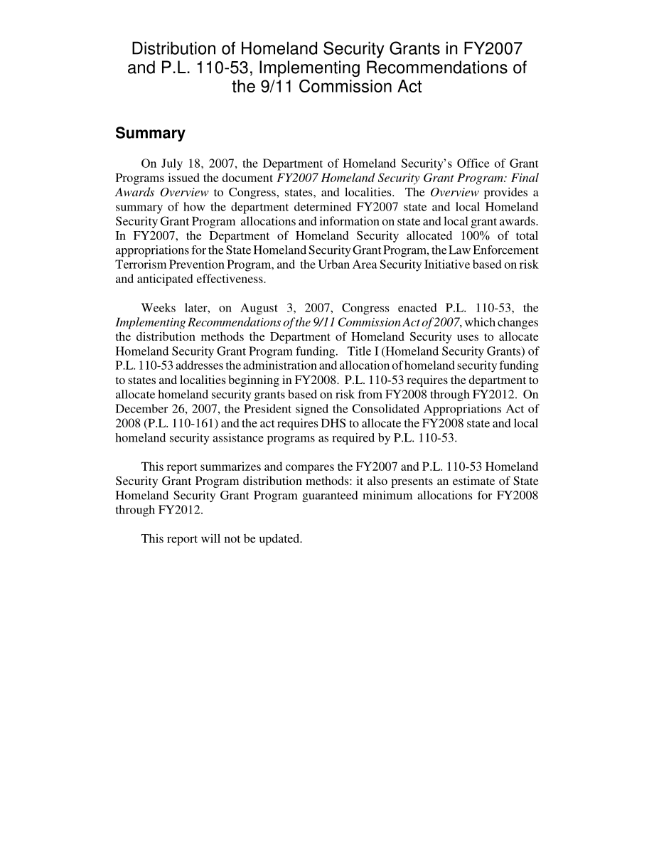 [20080128]RL34181_2007财年和P.L.的国土安全拨款分配110-53实施911委员会法案的建议.pdf_第2页