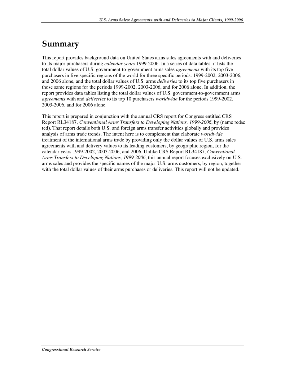 [20071220]RL34291_美国军售：1999-2006年与主要客户的协议和交付.pdf_第2页