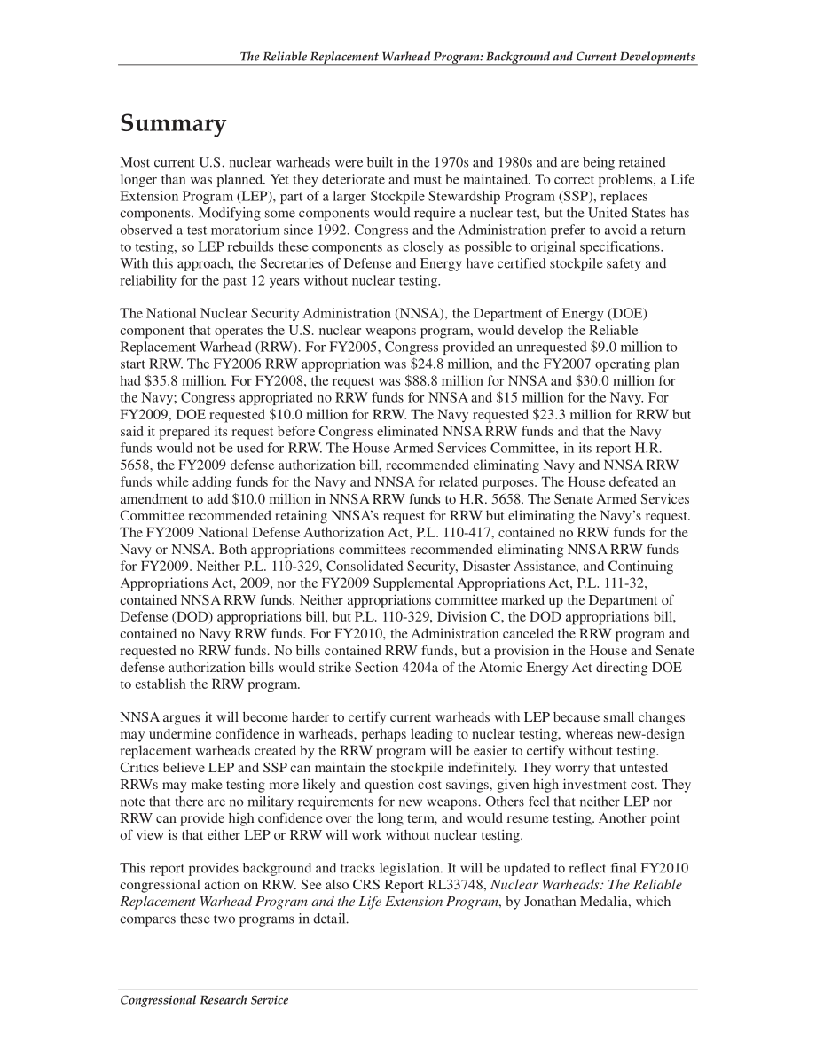 [20090727]RL32929_可靠的替换弹头计划：背景和当前发展.pdf_第2页