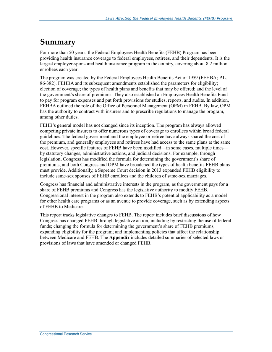 [20150722]R42741_影响联邦雇员健康福利（FEHB）计划的法律.pdf_第2页