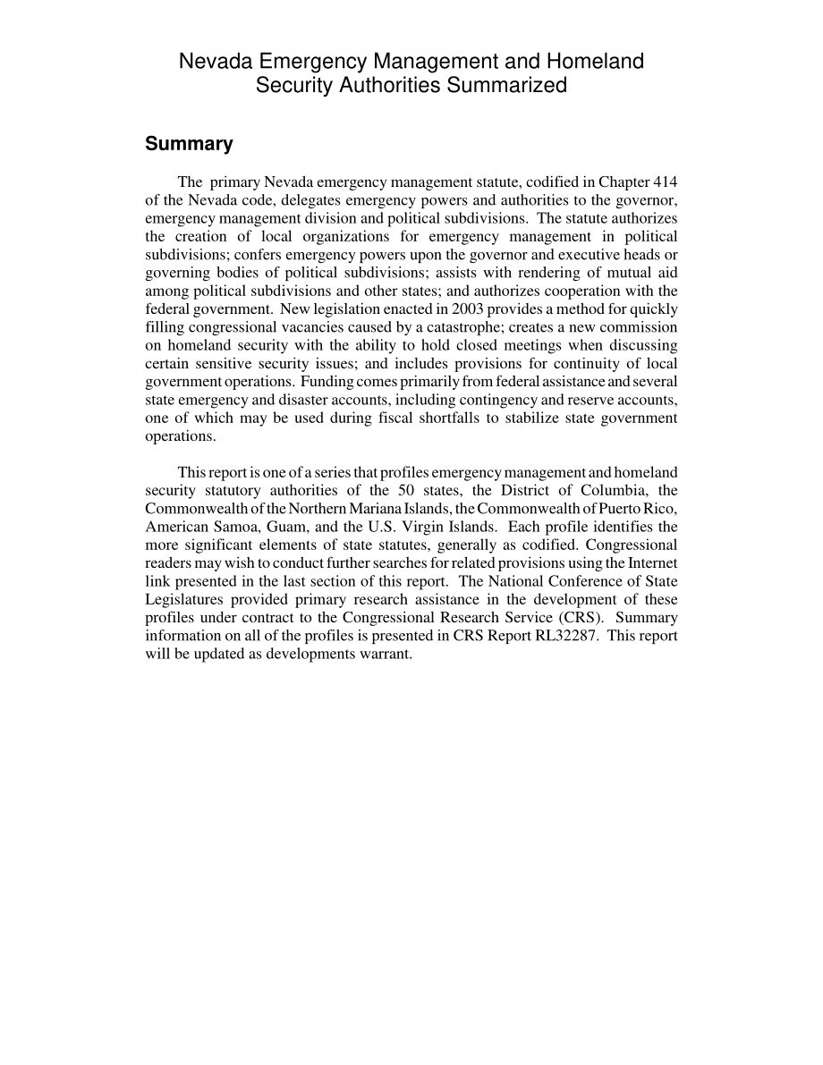 [20040323]RL32320_内华达州应急管理和国土安全部门总结.pdf_第2页
