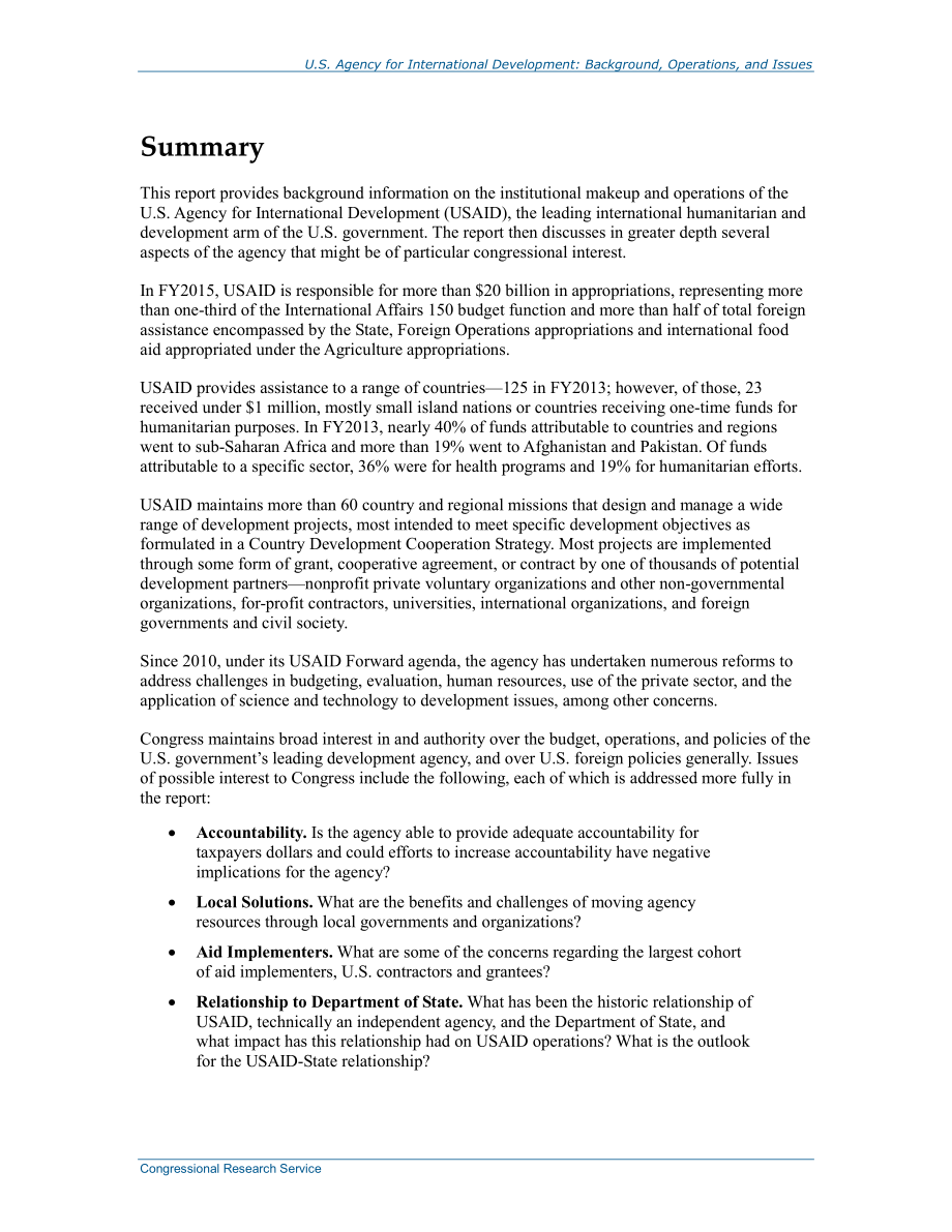 [20150721]R44117_美国国际开发署（USAID）：背景、操作和问题.pdf_第2页