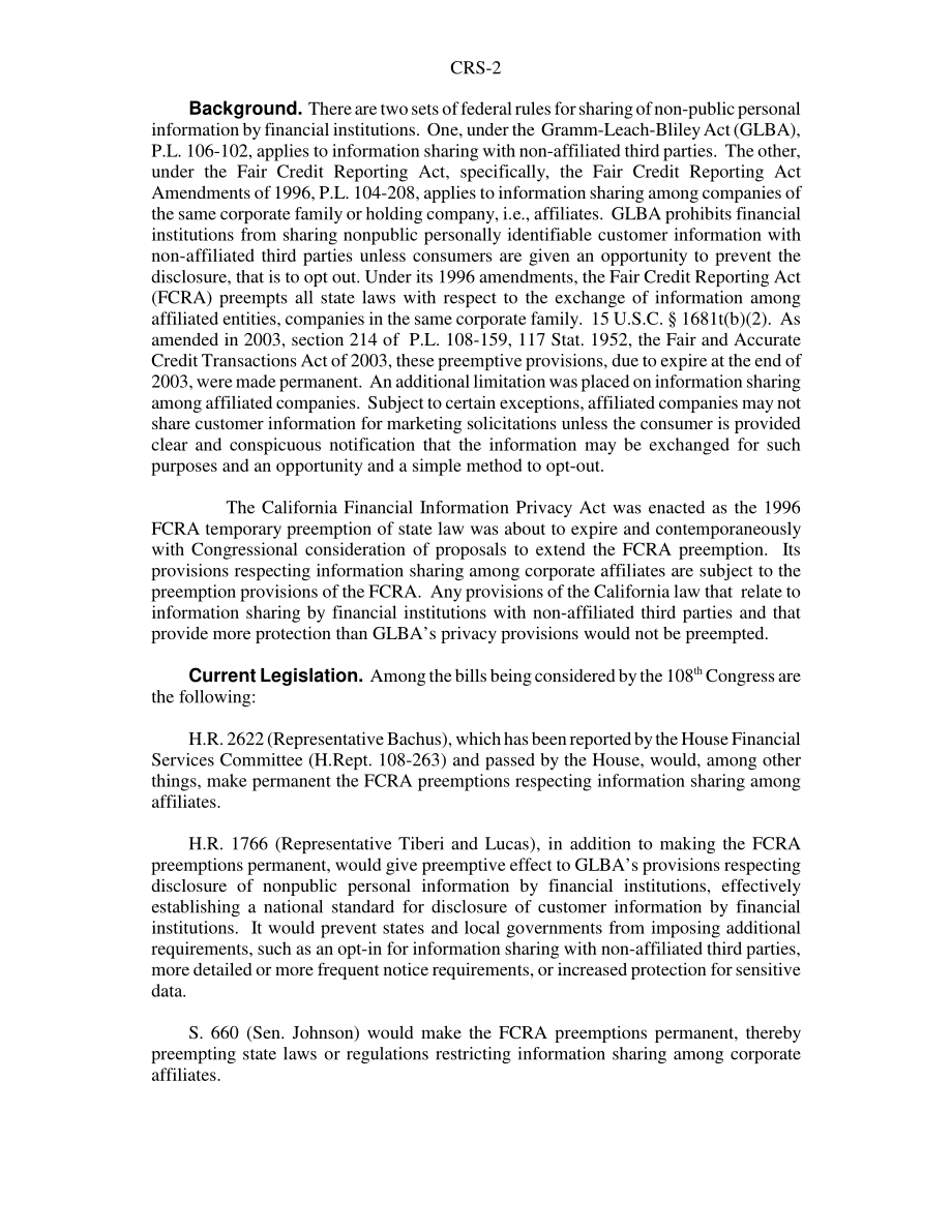 [20040106]RS21614_2003年加州《金融信息隐私法》与联邦隐私规定的比较.pdf_第2页