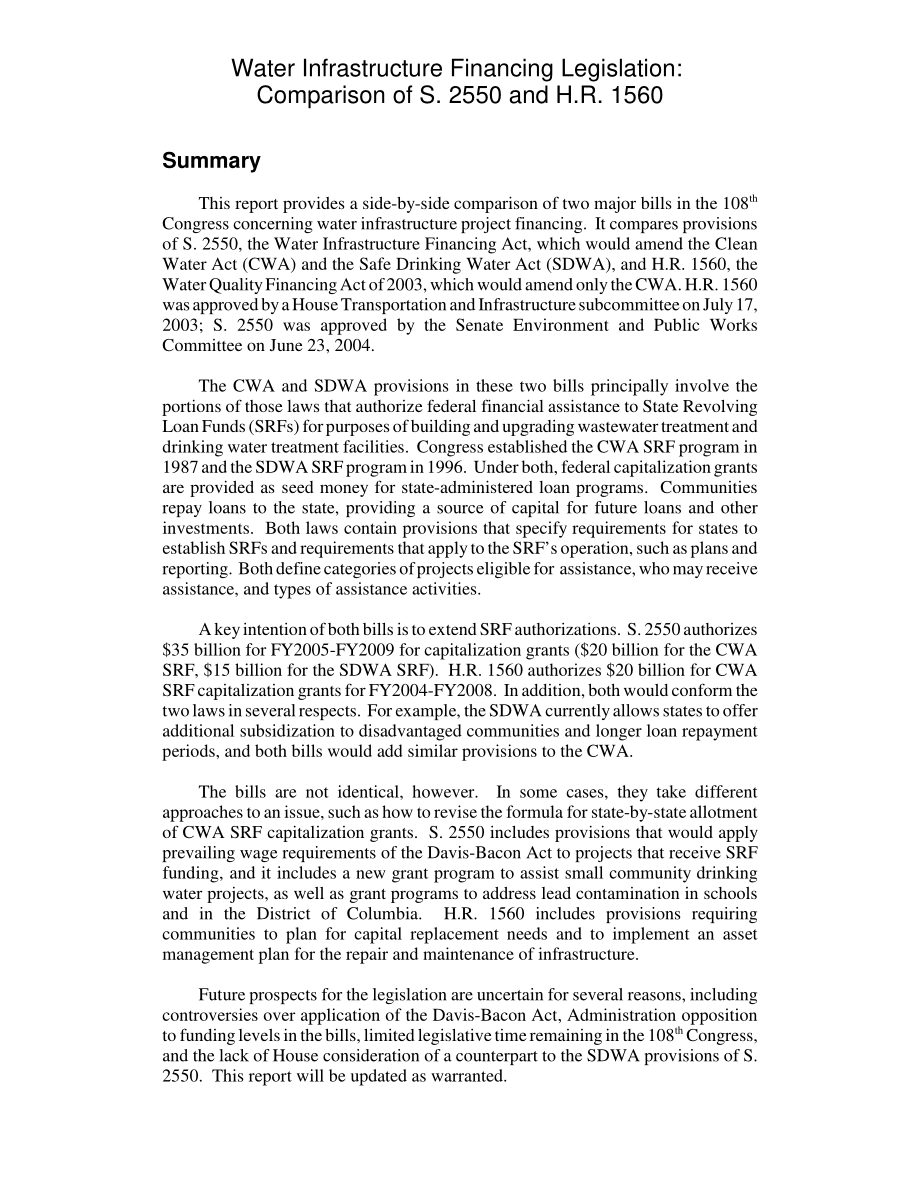 [20040727]RL32503_水基础设施融资立法：S.2550和H.R.的比较1560.pdf_第2页
