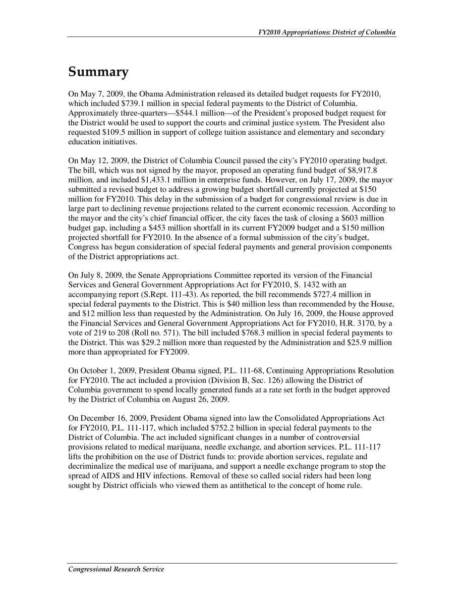 [20100120]R40743_2010财年拨款：哥伦比亚特区 .pdf_第2页