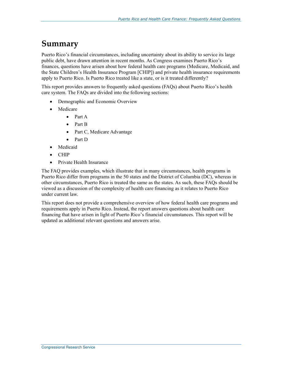 [20160627]R44275_波多黎各和医疗保健财政：常见问题解答.pdf_第2页