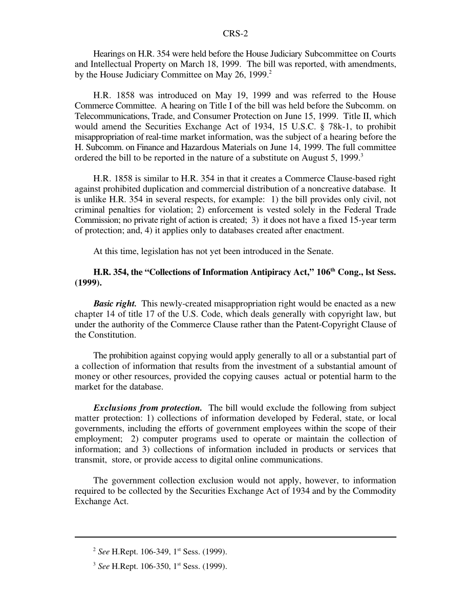 [19991019]RS20361_NONCREATIVE DATABASE BILLS IN THE HOUSE.pdf_第2页