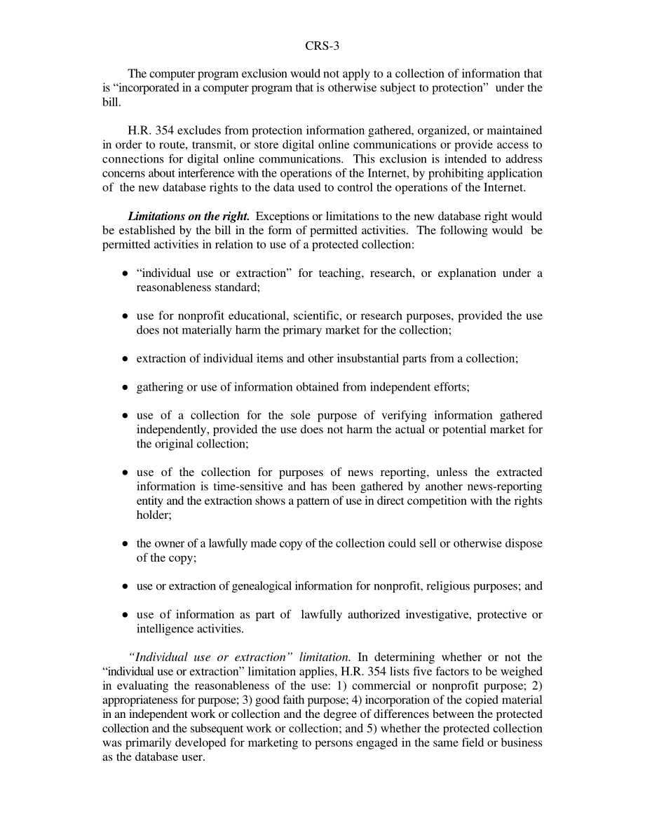[19991019]RS20361_NONCREATIVE DATABASE BILLS IN THE HOUSE.pdf_第3页
