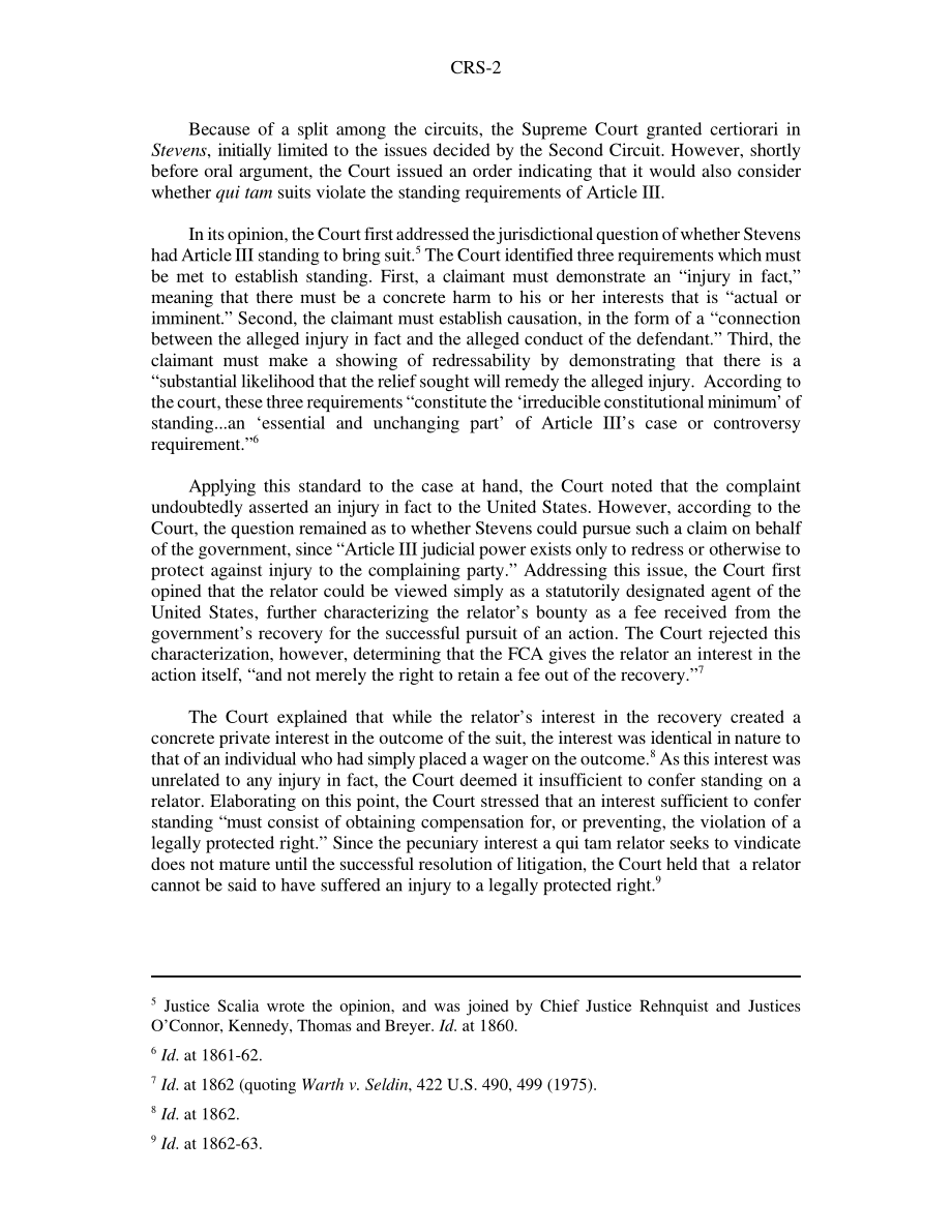[20000726]RS20641_佛蒙特州自然资源署诉美国ex rel史蒂文斯：最高法院限制针对各州的虚假诉讼.pdf_第2页