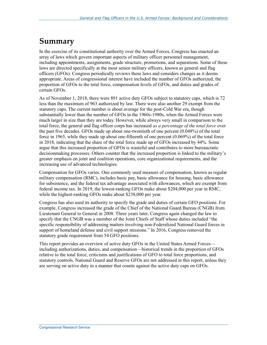 [20190201]R44389_美国武装部队将军和旗舰军官：大会背景和考虑事项.pdf_第2页