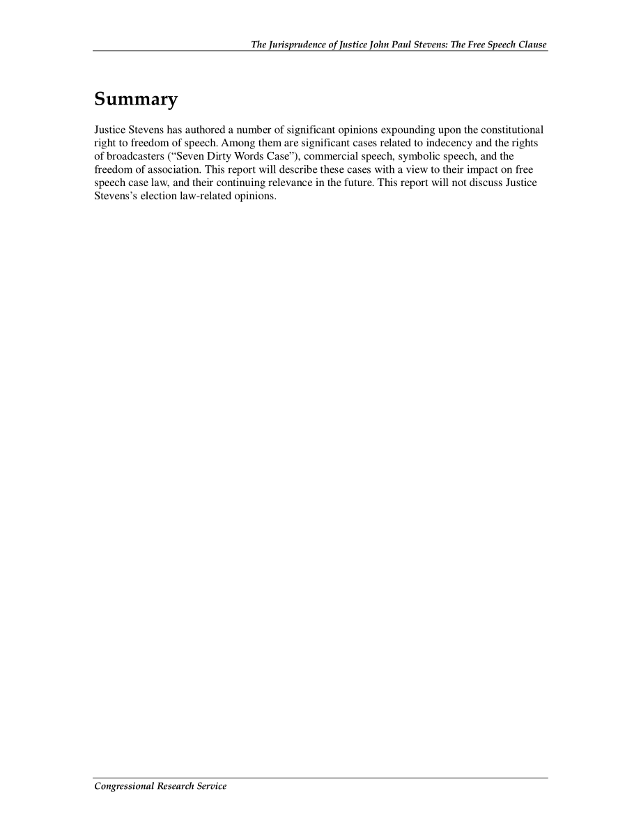 [20100527]R41256_约翰·保罗·史蒂文斯法官的判例：关于《第一修正案》言论自由条款的主要意见.pdf_第2页