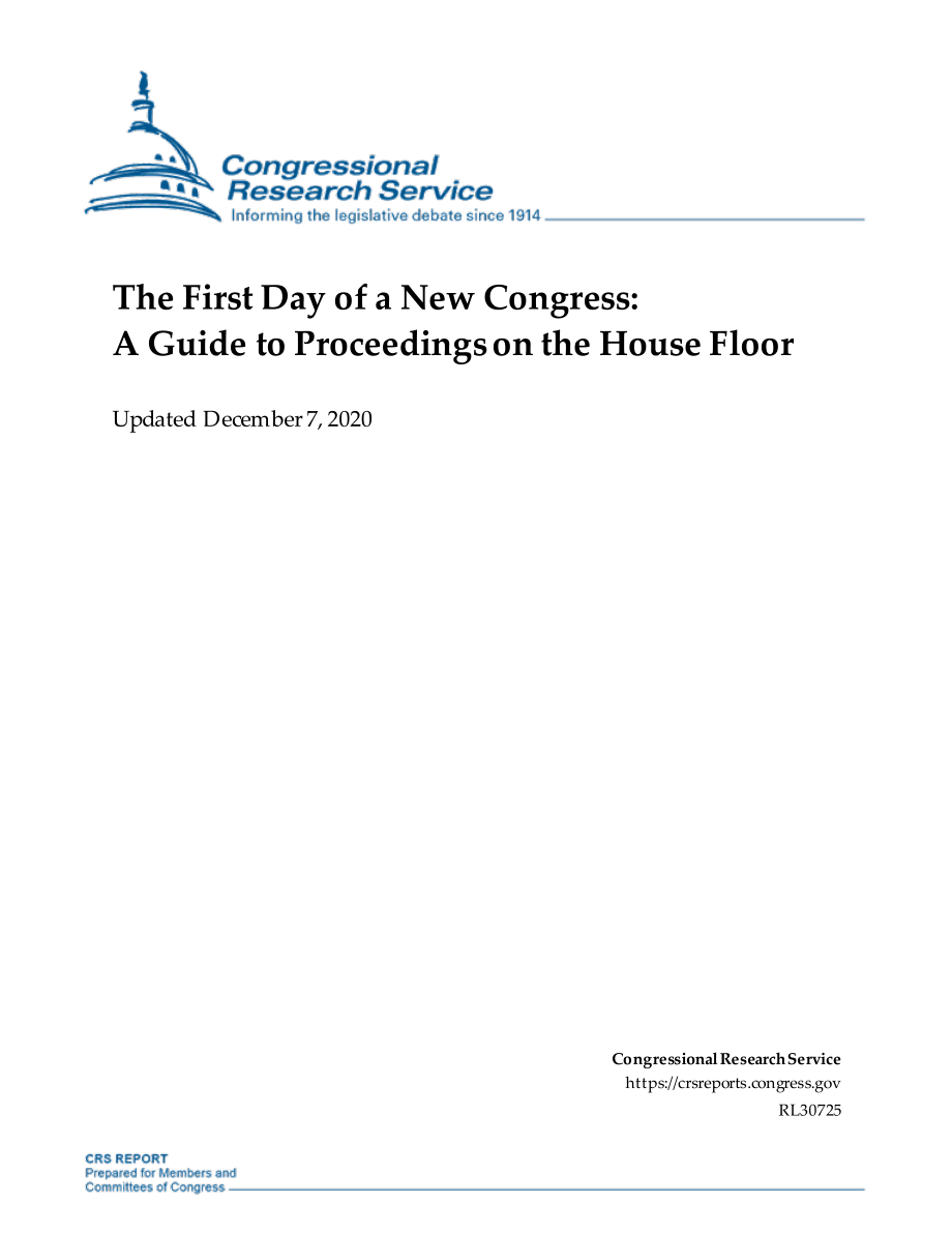 [20201207]RL30725_新国会的第一天：众议院议事指南.pdf_第1页