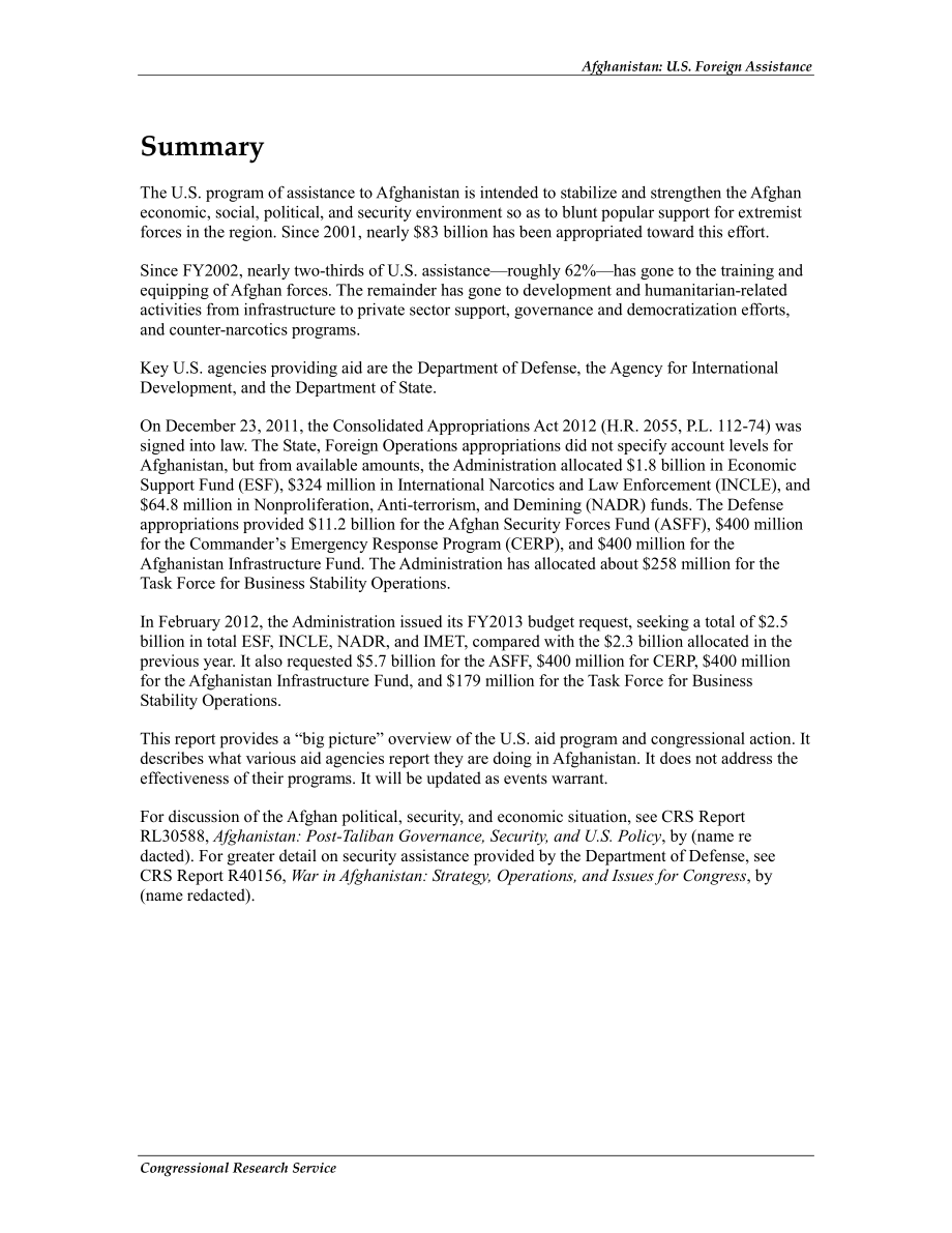 [20120821]R40699_阿富汗：美国对外援助.pdf_第2页