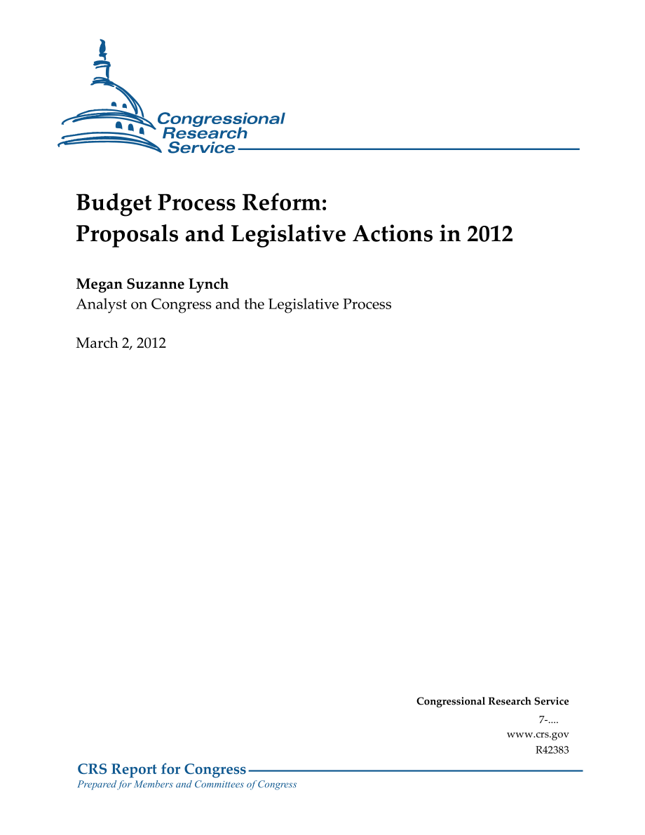 [20120302]R42383_预算流程改革：2012年的提案和立法行动.pdf_第1页