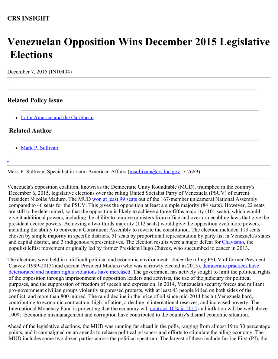 [20151207]IN10404_委内瑞拉反对派赢得2015年12月立法选举.pdf_第1页