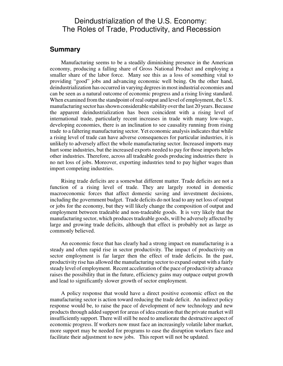[20040415]RL32350_美国经济的非工业化：贸易、生产率和衰退的作用.pdf_第2页