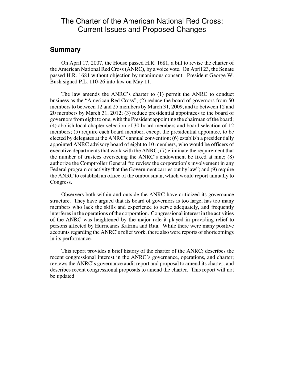 [20070515]RL33910_美国国家红十字会宪章：当前问题和拟议变更.pdf_第2页