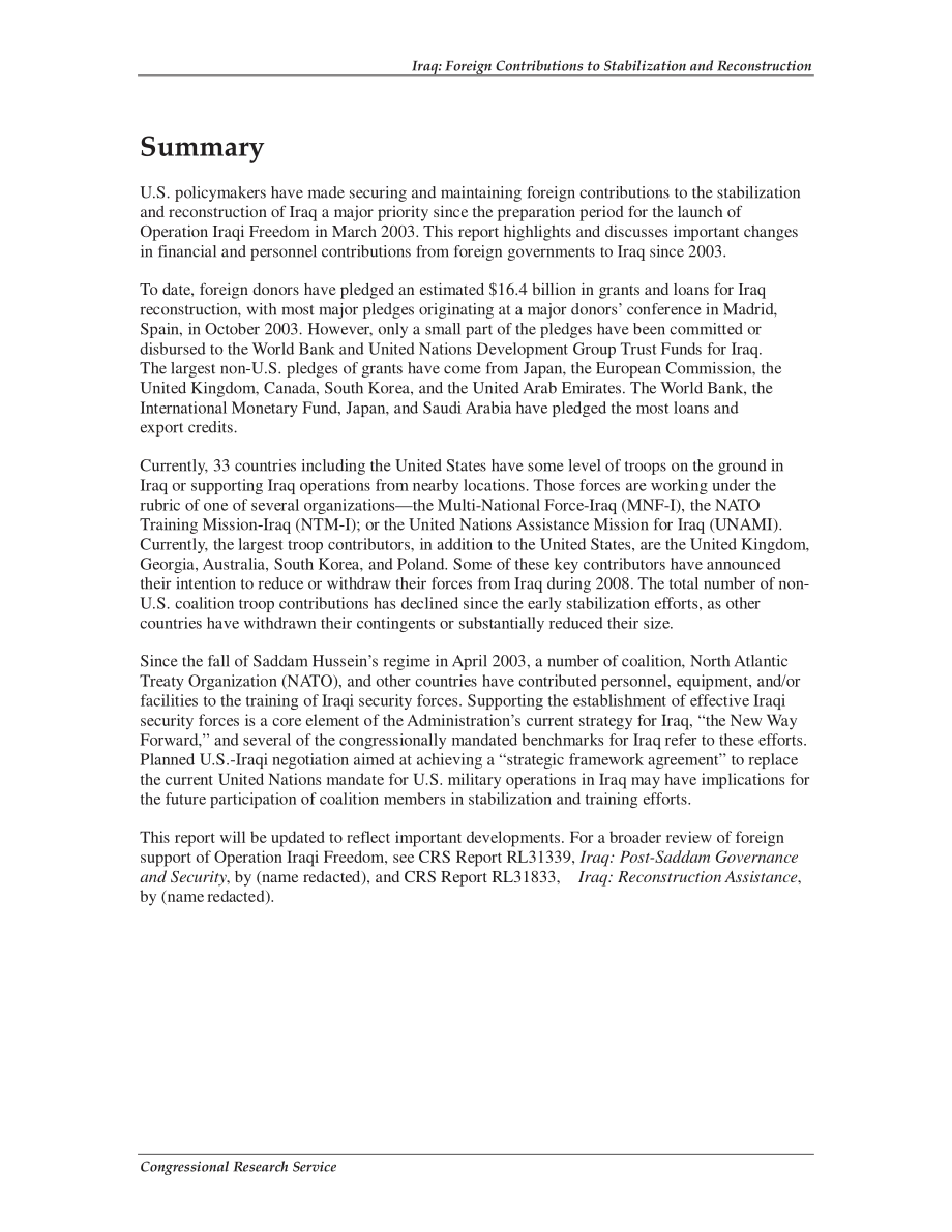 [20071226]RL32105_伊拉克：外国对稳定和重建的贡献.pdf_第2页