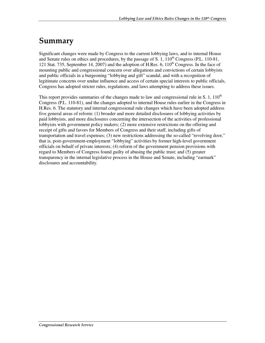 [20070918]RL34166_第110届国会游说法律和道德规则的变化.pdf_第2页