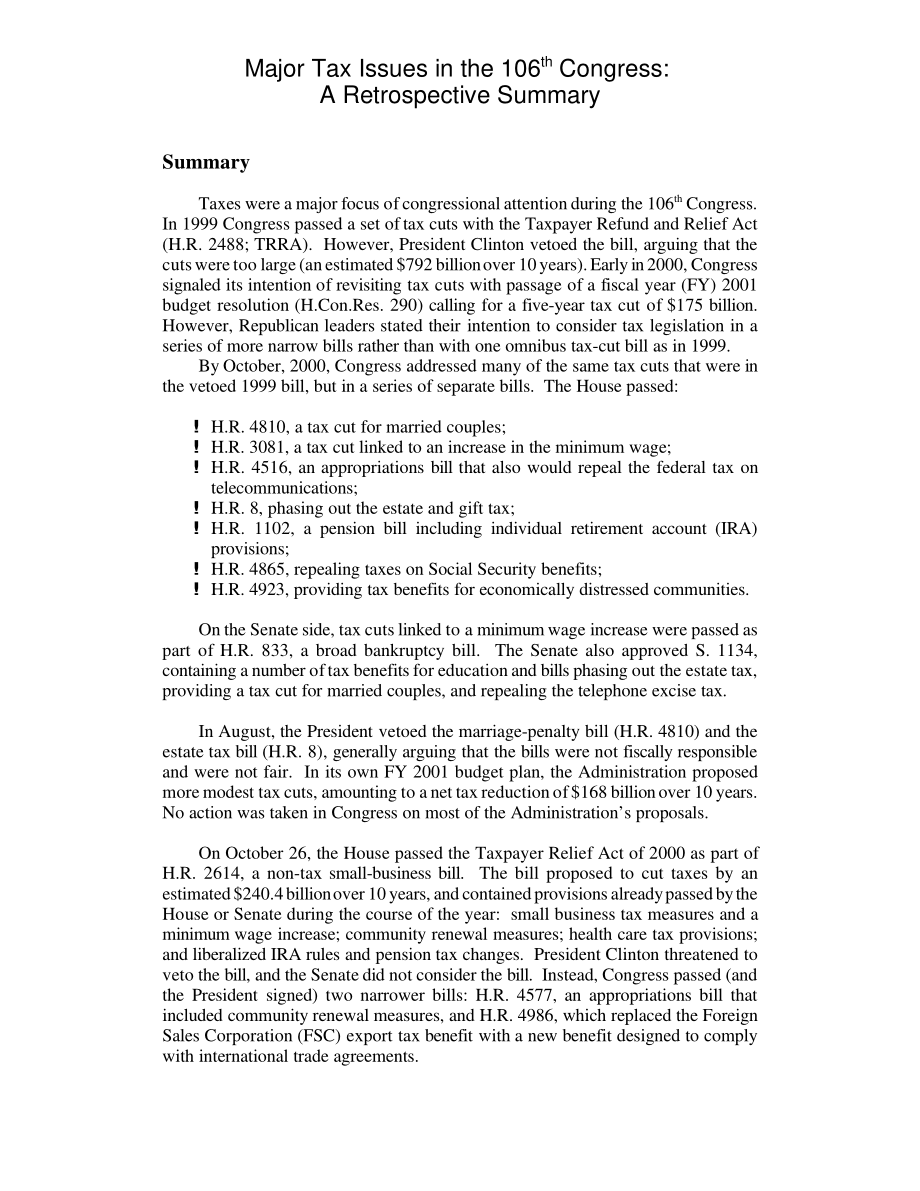 [20010213]RL30851_第106届国会的主要税务问题：回顾性总结.pdf_第2页
