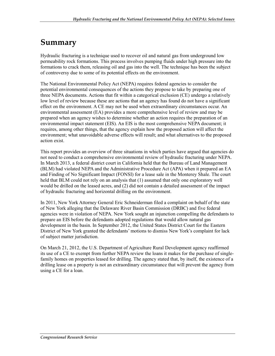 [20130425]R42502_水力压裂和国家环境政策法案（NEPA）：选定的问题.pdf_第2页