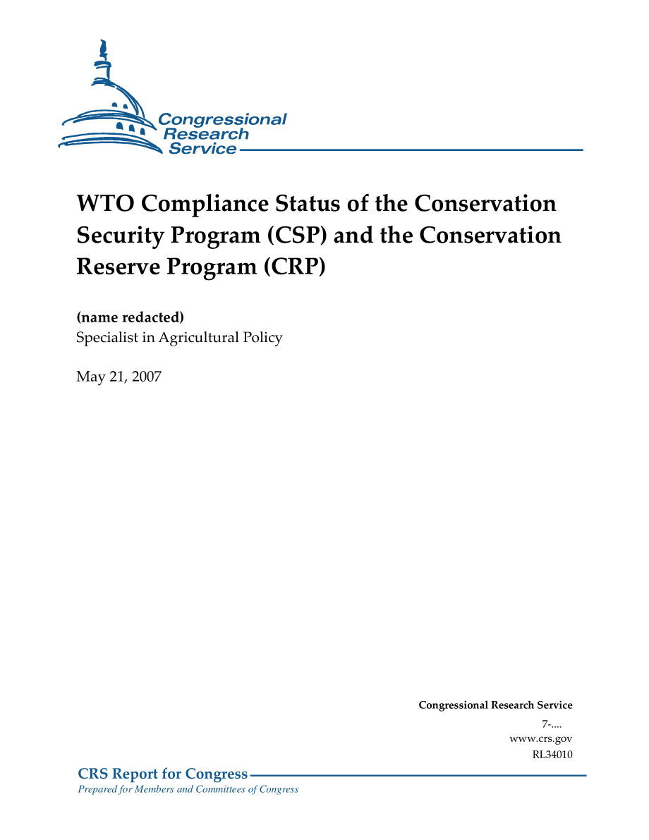 [20070521]RL34010_保护安全计划（CSP）和保护区计划（CRP）的WTO合规状态.pdf_第1页