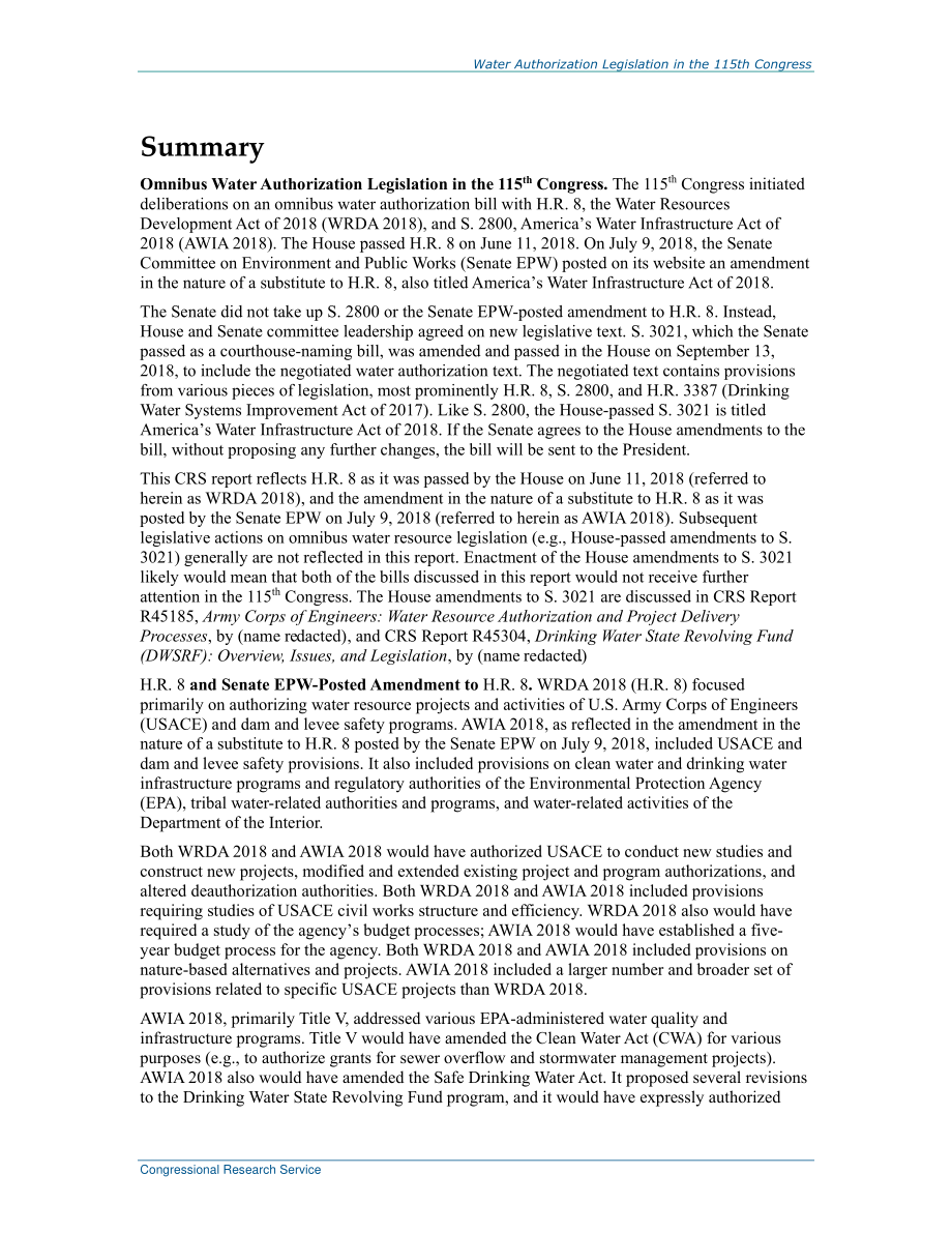 [20181002]R45212_2018年《水资源开发法》（H.R.8） 《2018年美国水基础设施法案》（H.R.8) 概述.pdf_第2页