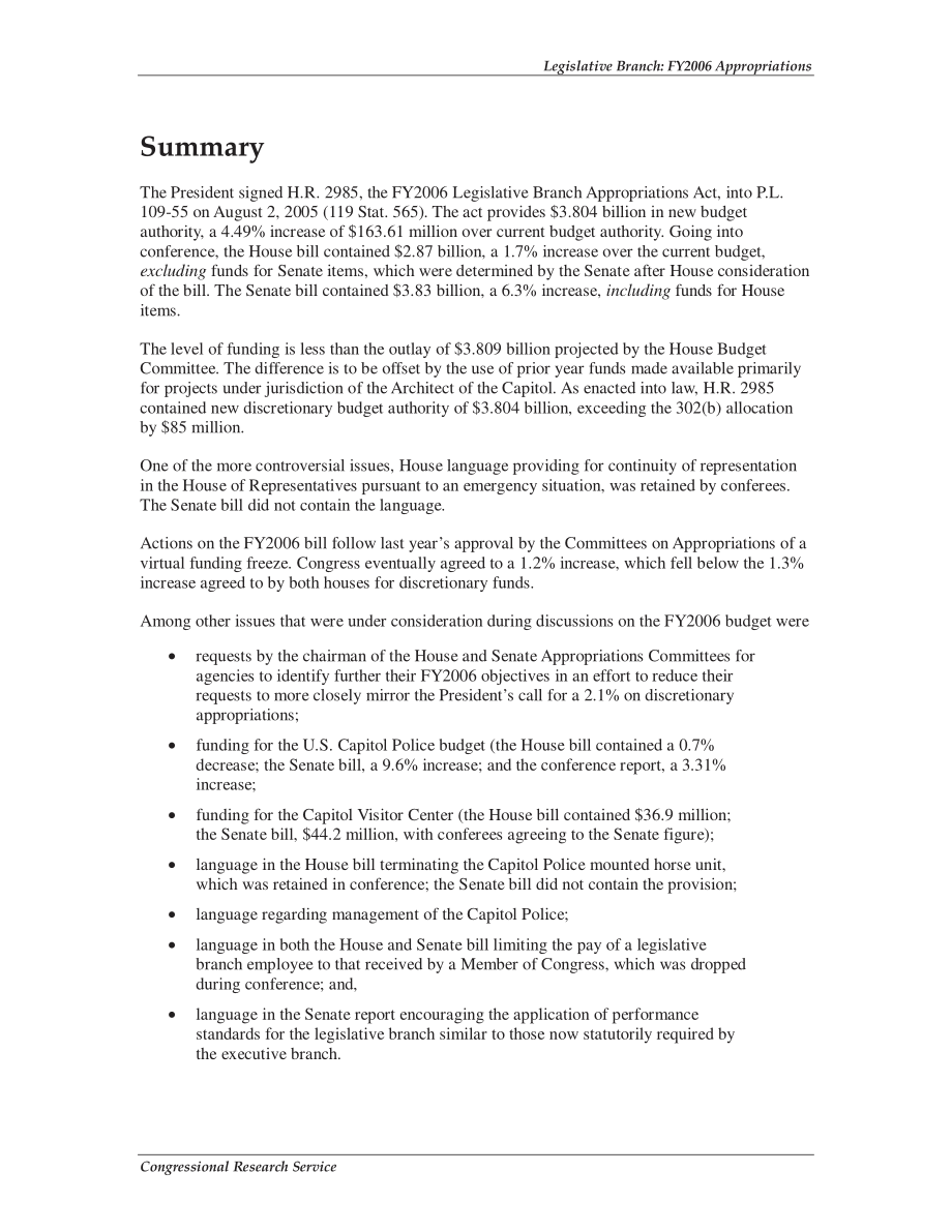 [20050830]RL32819_立法部门：2006财年拨款.pdf_第2页