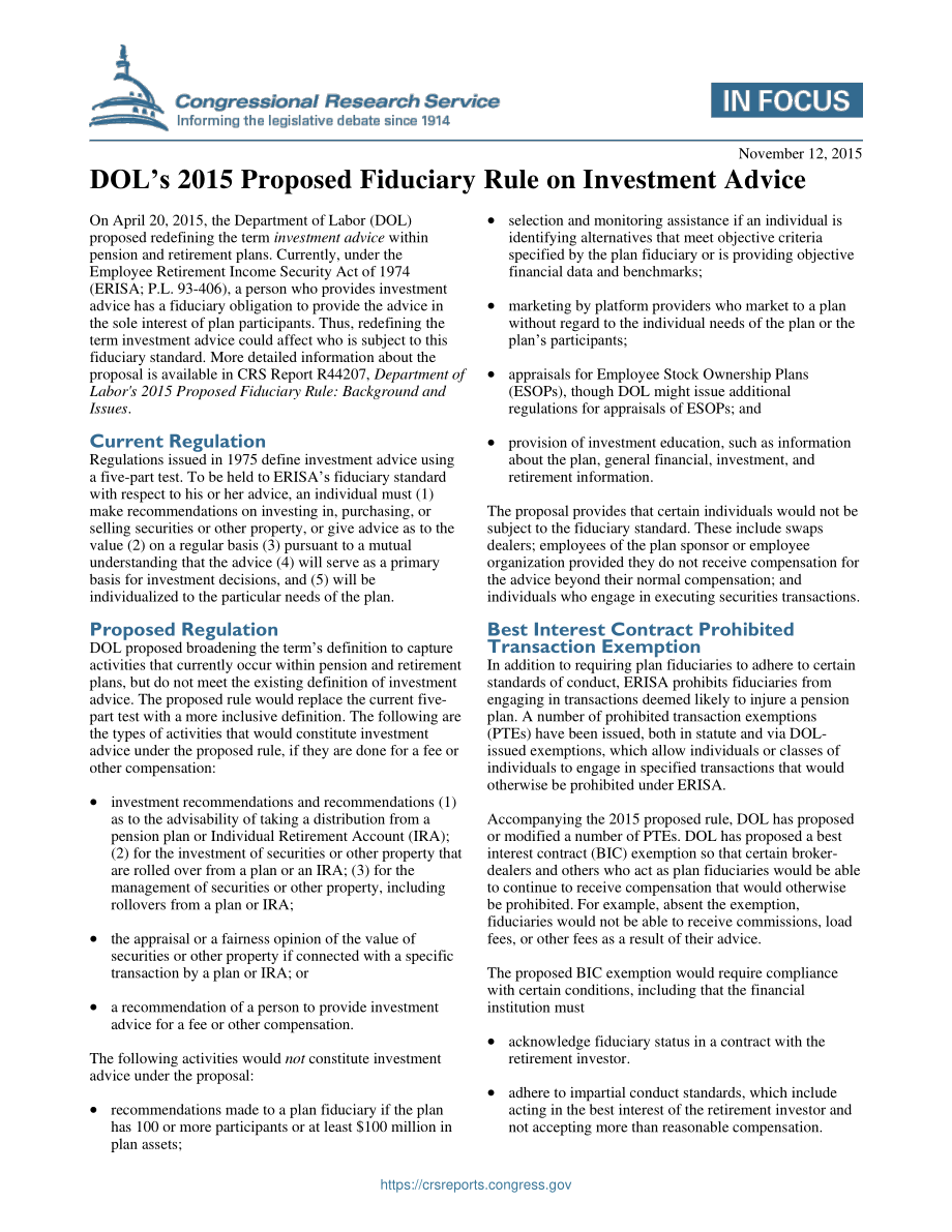 [20151112]IF10318_DOL 2015年关于投资建议的拟议信托规则.pdf_第1页