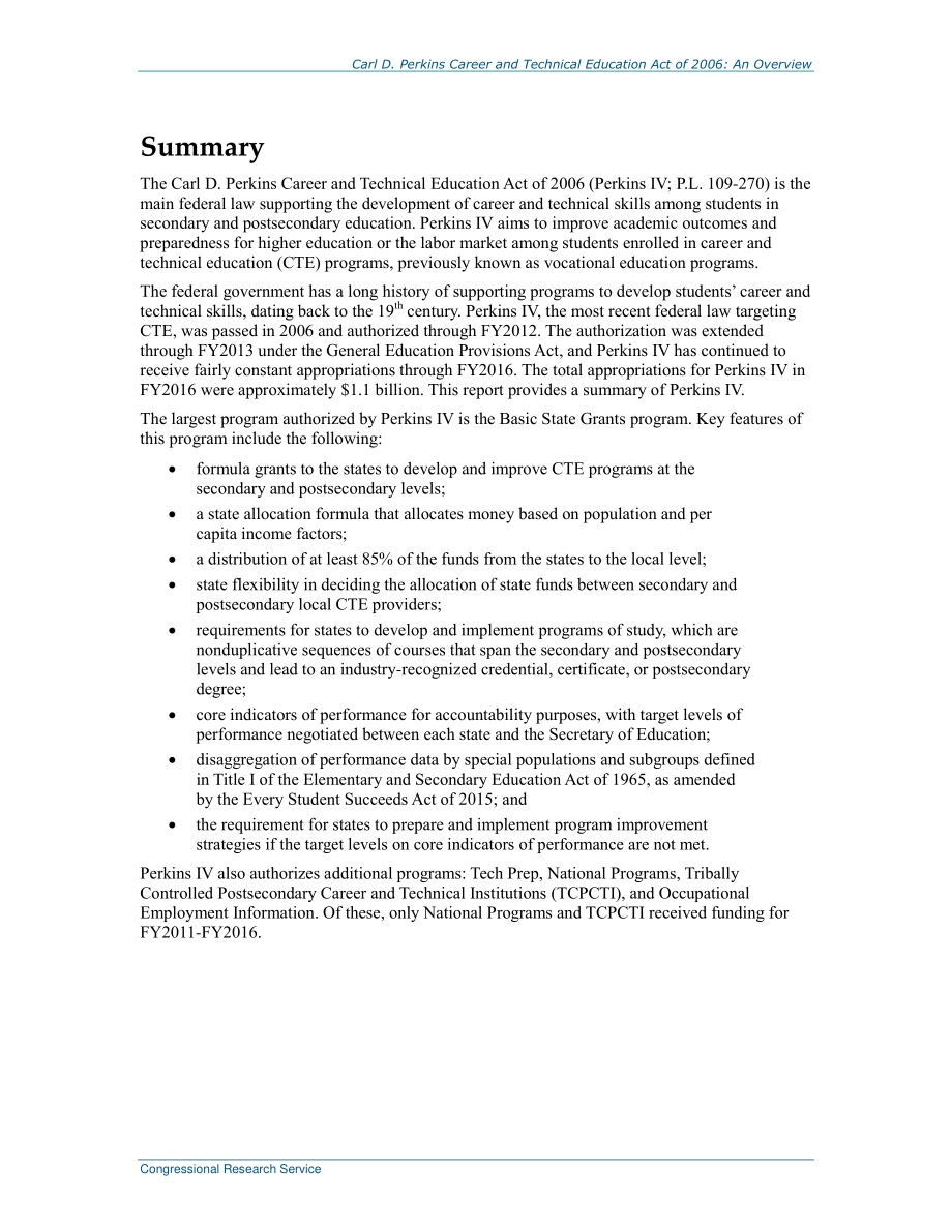 [20160620]R44542_Carl D.Perkins 2006年职业和技术教育法案：概述.pdf_第2页