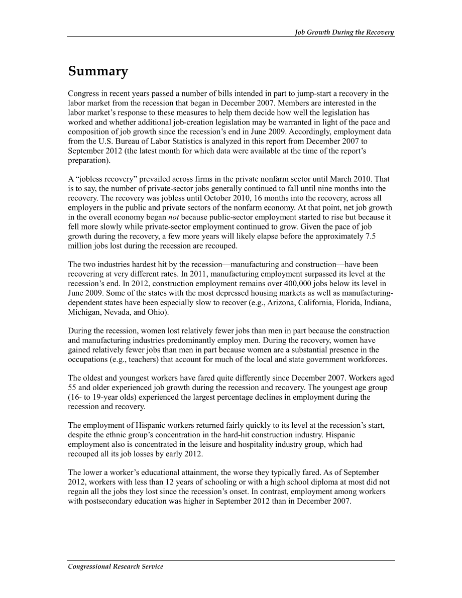 [20121016]R41434_复苏期间的就业增长.pdf_第2页