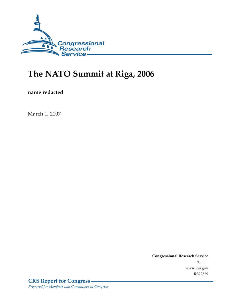 [20070301]RS22529_2006年在里加举行的北约峰会.pdf_第1页