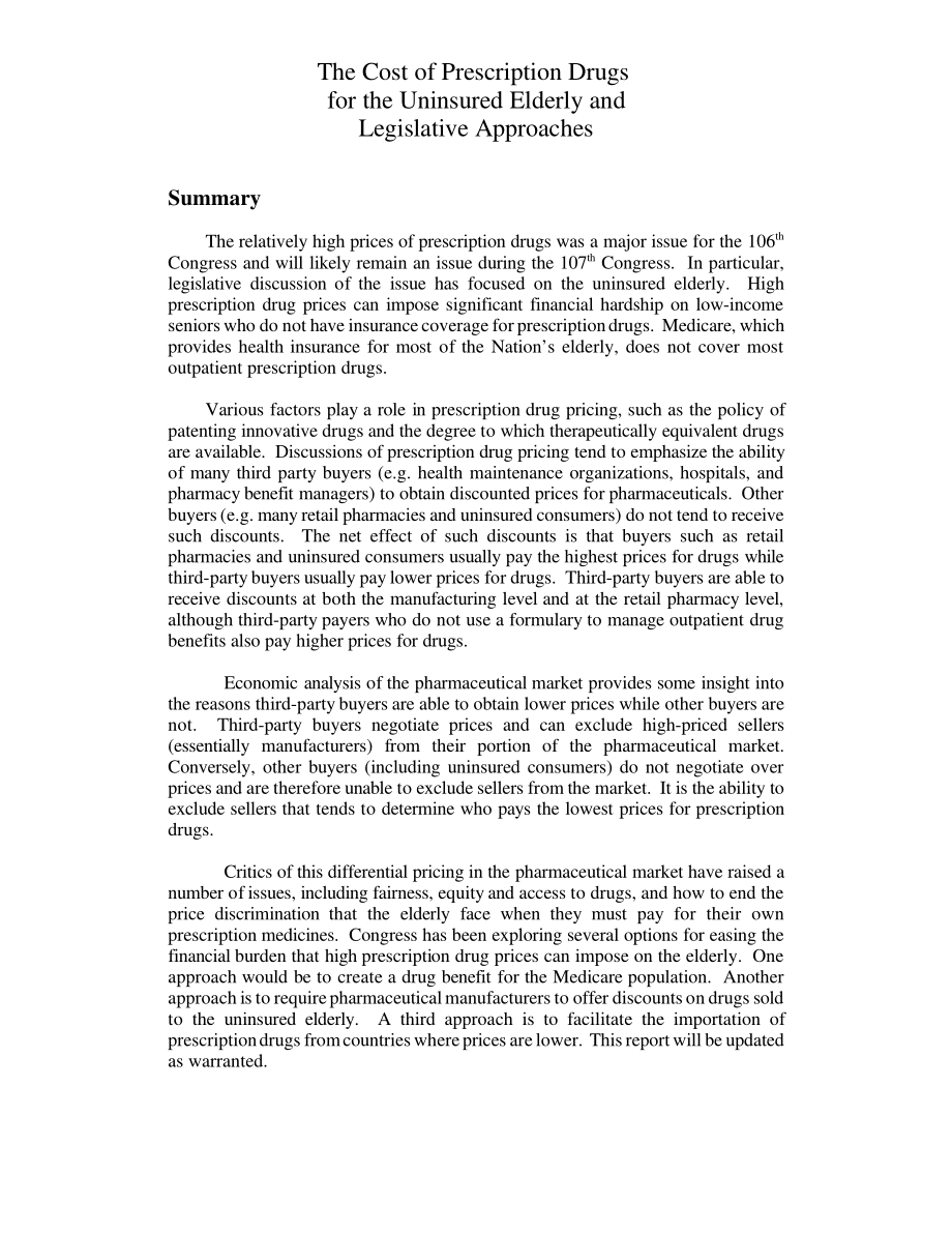 [20010116]RL30373_未参保老年人处方药成本及立法途径.pdf_第2页