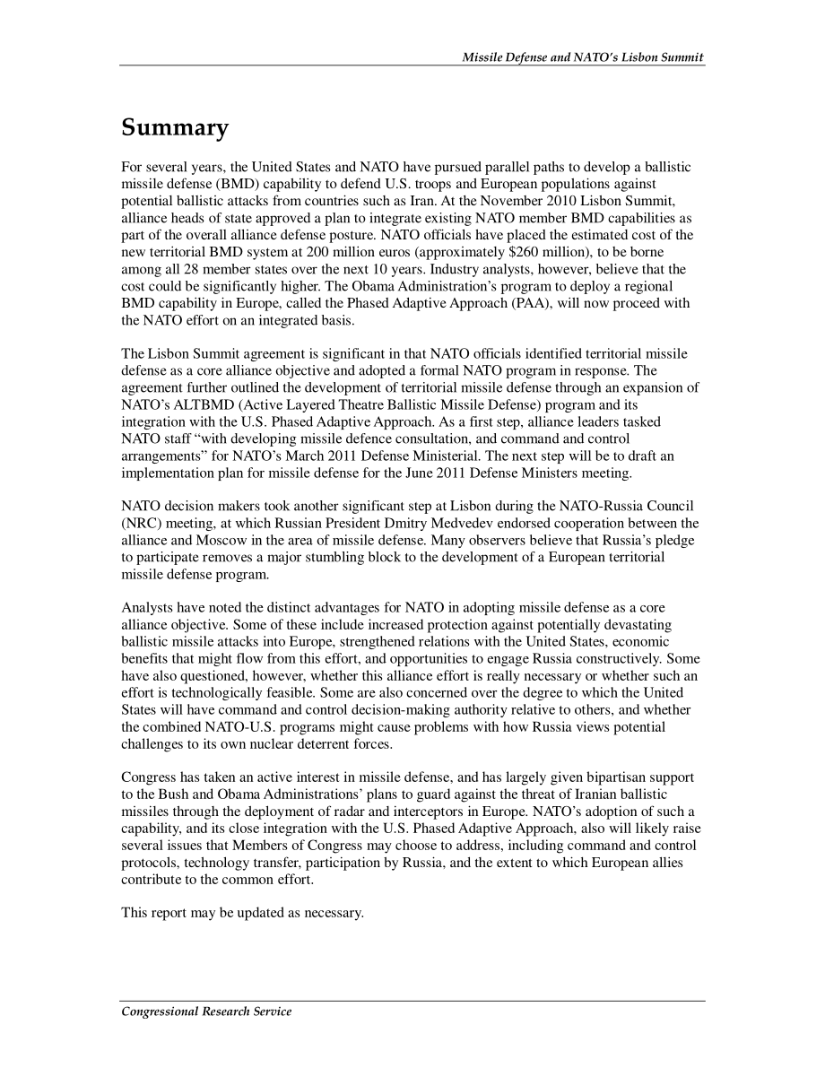 [20110111]R41549_导弹防御与北约里斯本峰会.pdf_第2页