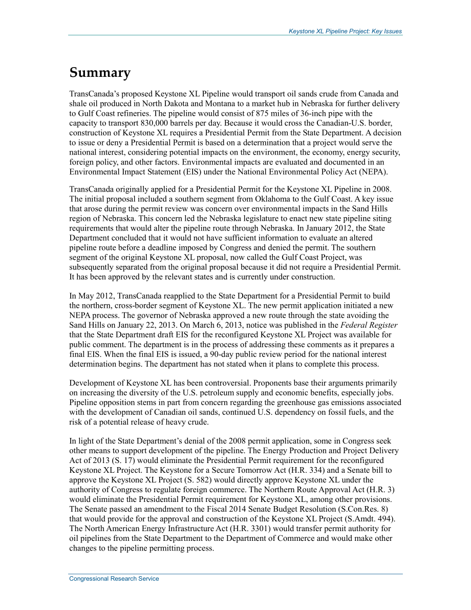 [20131202]R41668_Keystone XL管道项目：关键问题.pdf_第2页
