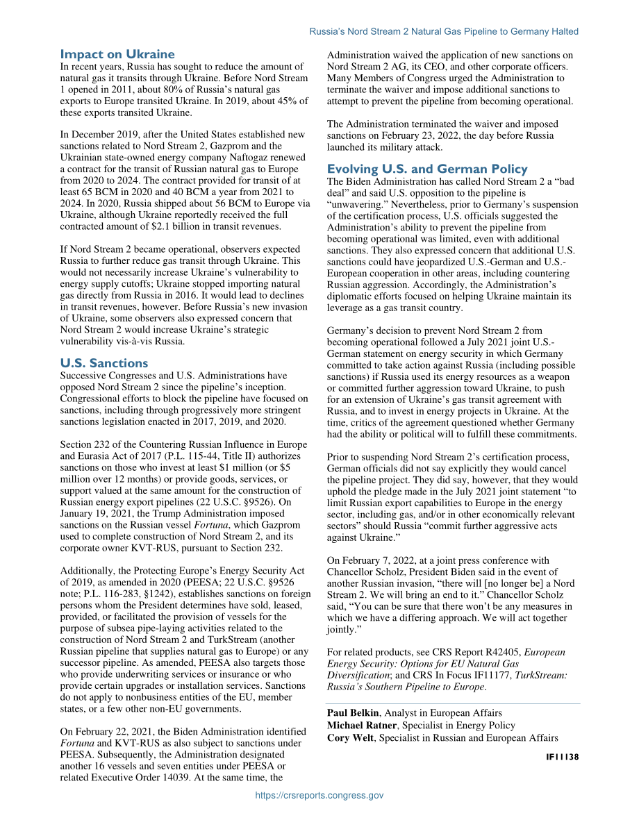 [20220310]IF11138_俄罗斯通往德国的Nord Stream 2天然气管道中断.pdf_第2页