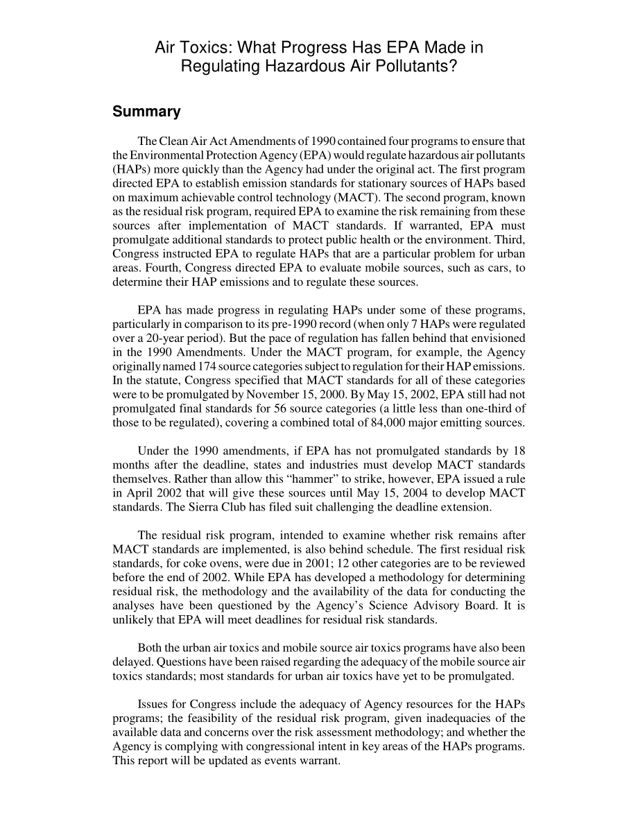 [20020722]RL31515_空气毒物：美国环保局在管制有害空气污染物方面取得了哪些进展？.pdf_第2页