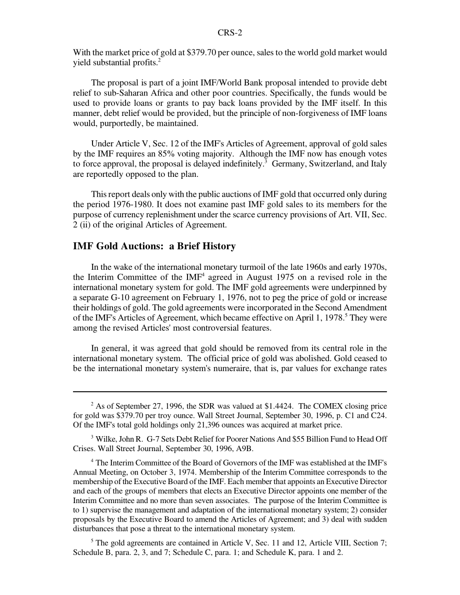 [19961004]96-810_国际货币基金组织（IMF）黄金拍卖：当前提案、历史和国会角色.pdf_第2页