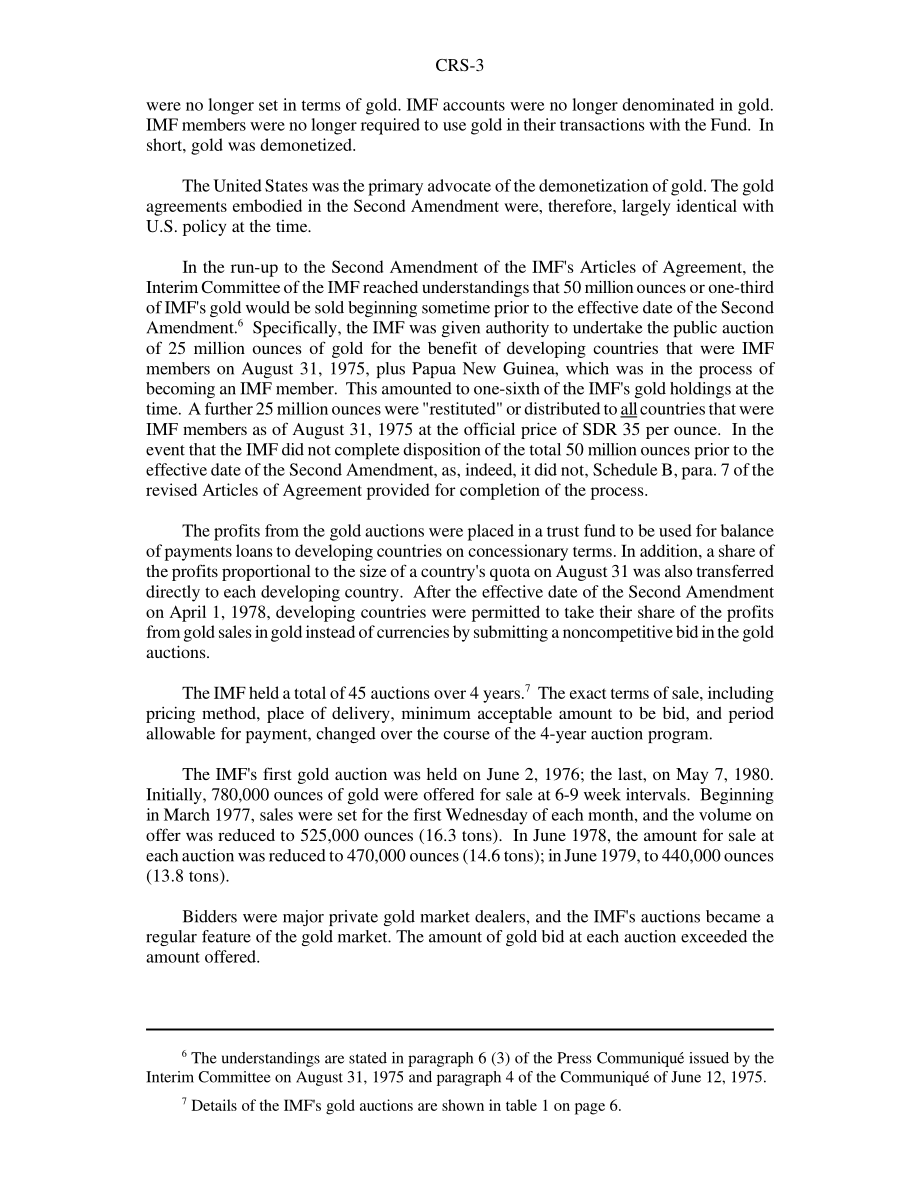 [19961004]96-810_国际货币基金组织（IMF）黄金拍卖：当前提案、历史和国会角色.pdf_第3页
