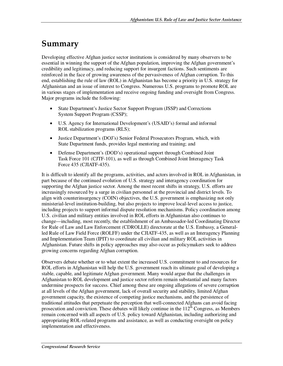 [20101109]R41484_阿富汗：美国法治和司法部门援助.pdf_第2页