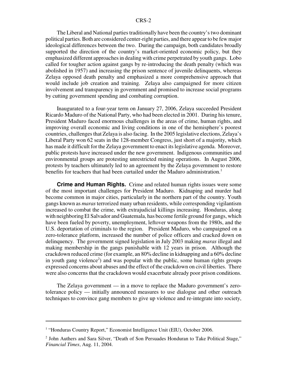 [20061013]RS21103_洪都拉斯：政治经济形势与美国关系.pdf_第2页