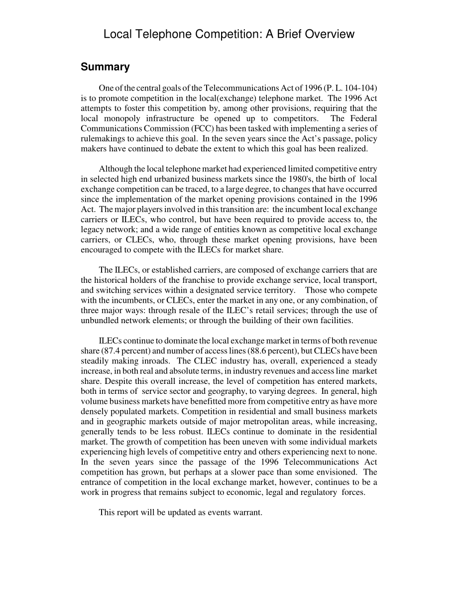 [20030527]RL31938_本地电话竞赛：简要概述.pdf_第2页
